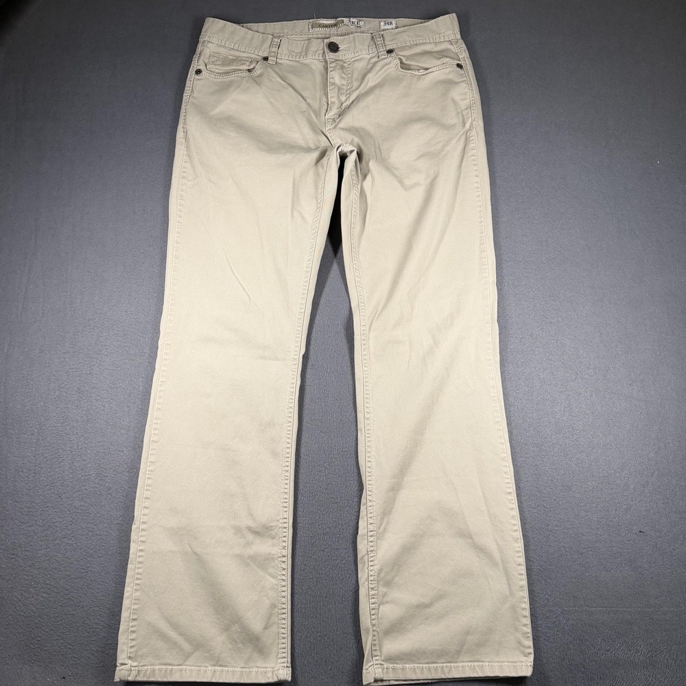 BKE Carter Pants Mens 34x32 Lght Beige Relaxed Fit Straight Stretch Chino Casual